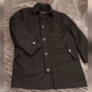 Vintage Gap 1969 Coat Large Black Wool Blend Sherpa Lined Winter Jacket Heavy